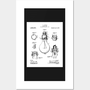 Electric Lamp Patent - Housewarming Home Hallway Art - White Posters and Art